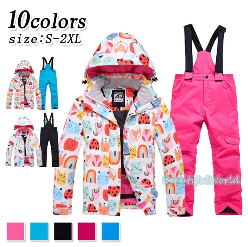 スノーボードウェアキッズスキーウェア上下セット子ジュニアスノボウェアジャケットパンツ男の子女の子スノーウェア撥水防風保温雪遊び1