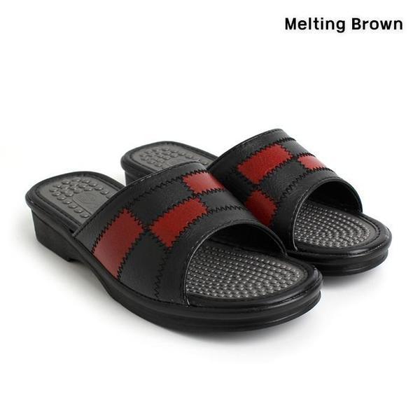 女性カジュアル厚底ミドルヒール指圧スリッパ2色