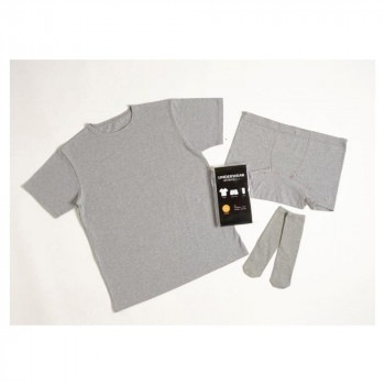 防災用品 真空下着3点セット グレー （半袖Tシャツ/ボクサーパンツ/靴下） SK-UW（F）　SK-UW（F）