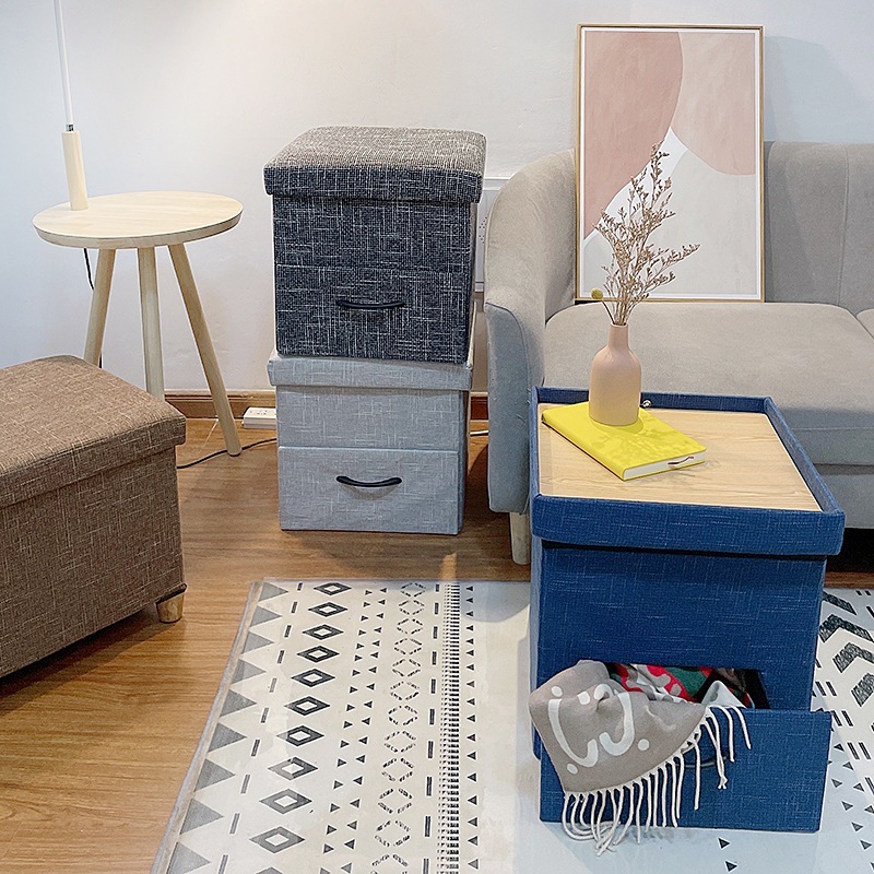 11 フェイシャル自家製の木製ベニヤストレージスツールダイニングテーブルとスツール多機能折りたたみ折りたたみ折りたたみ折りたたみ木製の足収納ソファスツール