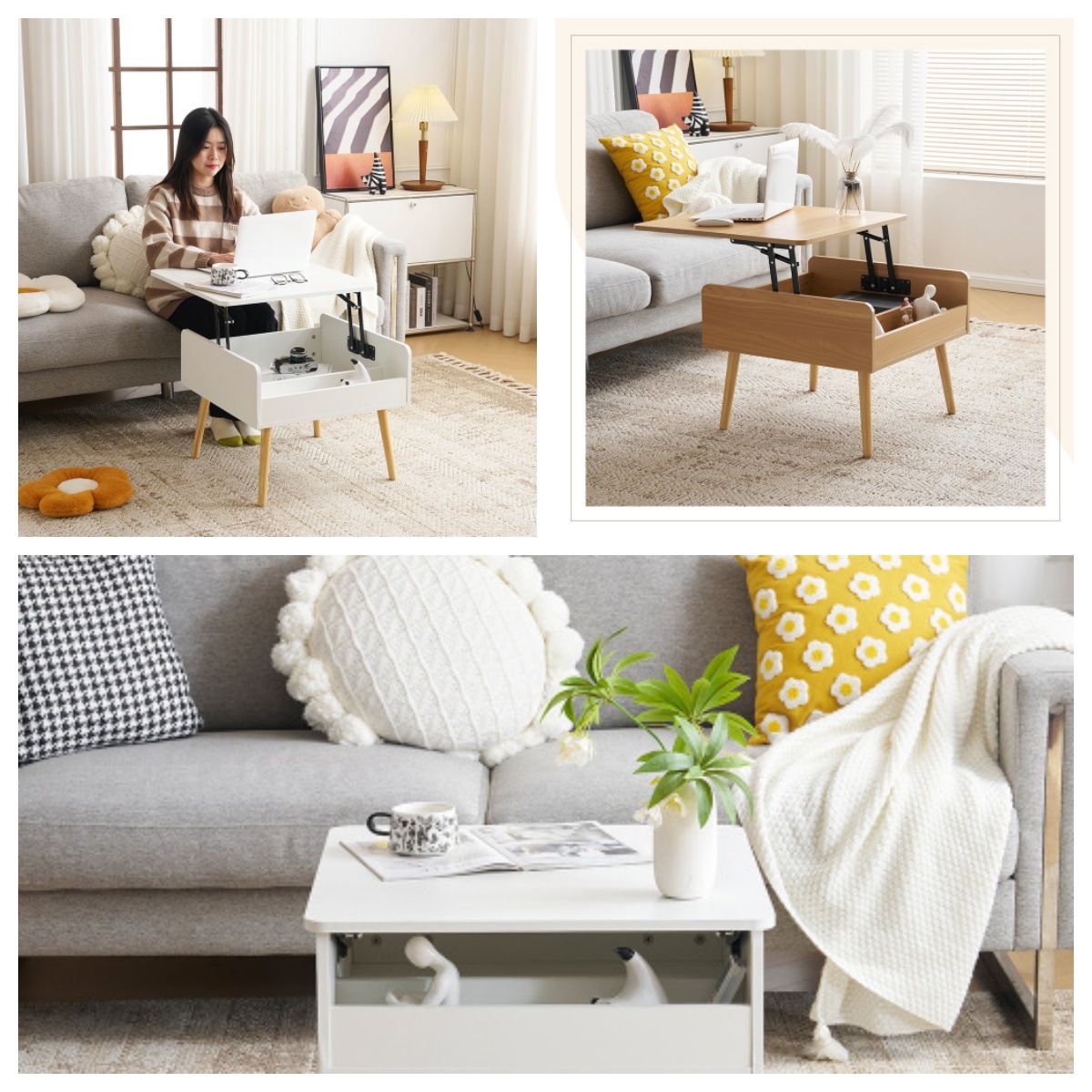 センターテーブル センターテーブル 新作即日発送　センターテーブル 昇降テーブル 収納付き 幅60CM 北欧風 リビングテーブル サイドテーブル モダン コンパクト 組み立て簡単 耐久性