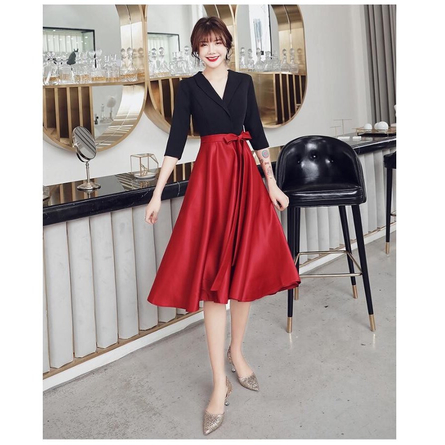 ウエディングドレス パーティードレス 袖あり 大人　ミモレ丈ドレス 10代 20代 30代 40代