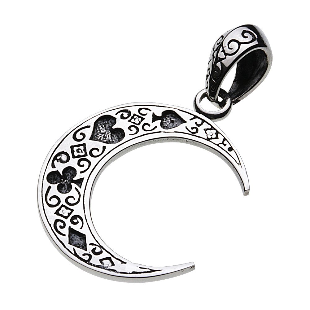 [セノーテ] 三日月トランプ柄アリス ペンダント【シルバー925 シルバーアクセサリー】 p0623