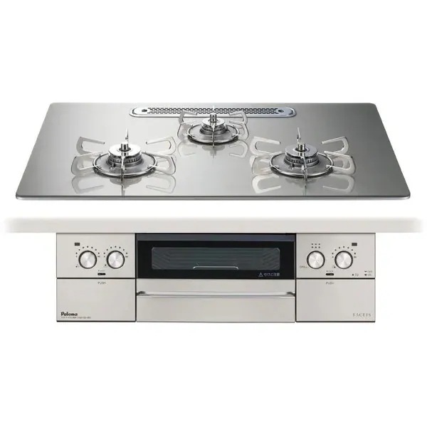 ビルトインガスコンロ プロパンガス用 3口 左右強火タイプ 幅75cm PD-893WT-U75GH-LP シャインシルバー FACEIS GRAND (フェイシス グランド)