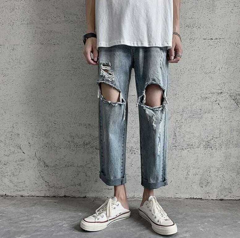 ボトムス パンツ ズボン ストレートパンツ ジーンズデニム Gパン 9分丈 アンクル丈 ブルーデニム カジュアル おしゃれ お洒落 かっこいい ワイルド ラフ 個性的 セクシー 無地 春 夏 秋 冬