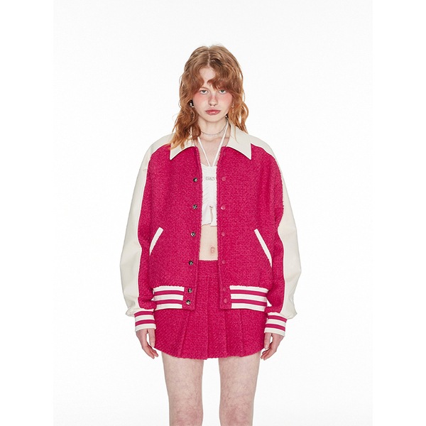 1JINNSTUDIO 注目度高くくすみを明るくする継ぎ接ぎ刺繍フレグランス付きおしゃれジャケットスーツ 2点セット+スカート