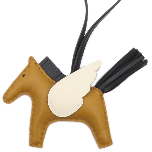 エルメス HERMES バッグチャーム ロデオPM ペガサス アニューミロ セサミ×ブラック×ナタ 茶 黒 アイボリー B刻印（2023年製） 【箱】【中古】