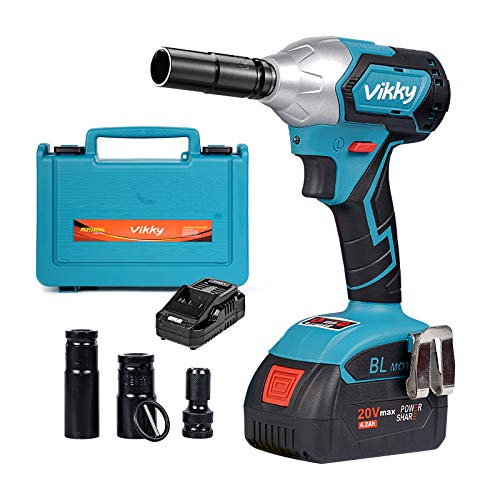 Vikky1 / 2インチ20Vコードレスインパクトレンチ4.2Ahブラシレス4スピードスクエアイン