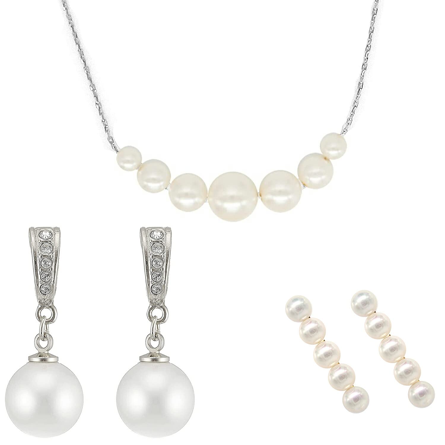 [miwaki] パール アクセサリー ジュエリー 福袋 2024 レディース ネックレス 指輪 貝パール 淡水パール イヤリング ピアス ３点セット 日本製 おまけ付き