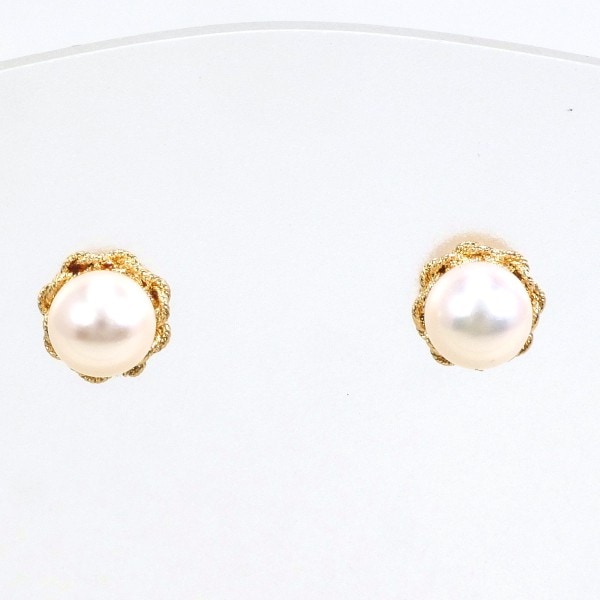 K18 18金 YG イエローゴールド ピアス パール(真珠) 総重量約0.7g ジュエリー 中古
