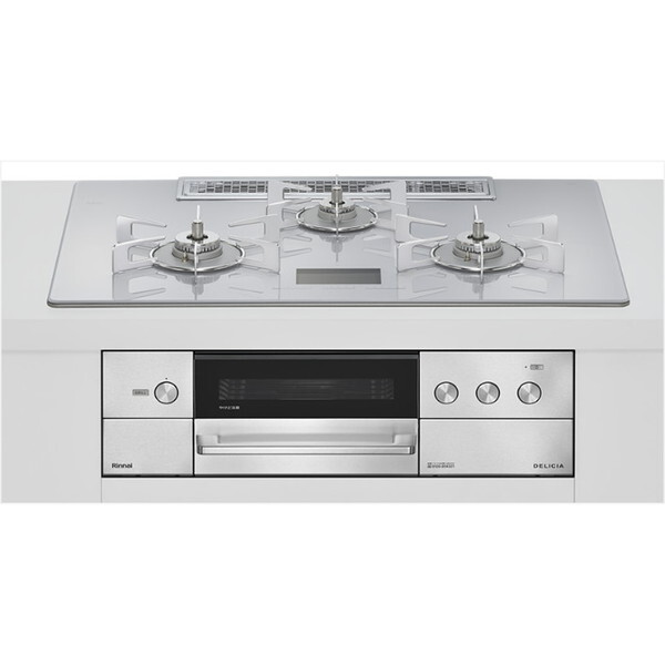 RHS72W38M14VCSTW-13A アローズホワイト DELICIA ビルトインガスコンロ(都市ガス用・両側強火タイプ・3口・75cm)