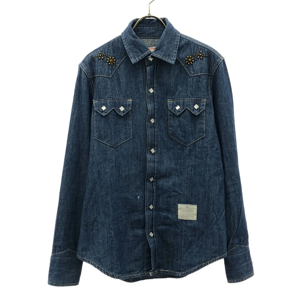 EFFECTEN エフェクテン 長袖 スタッズボタン デニム ウエスタンシャツ 2 ブルー メンズ 古着