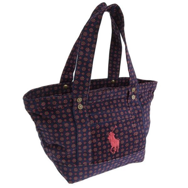 ラルフローレン バッグ レディース ハンドバック トートバッグ コットン ネイビーマルチ 2AR067BCV RALPH LAUREN