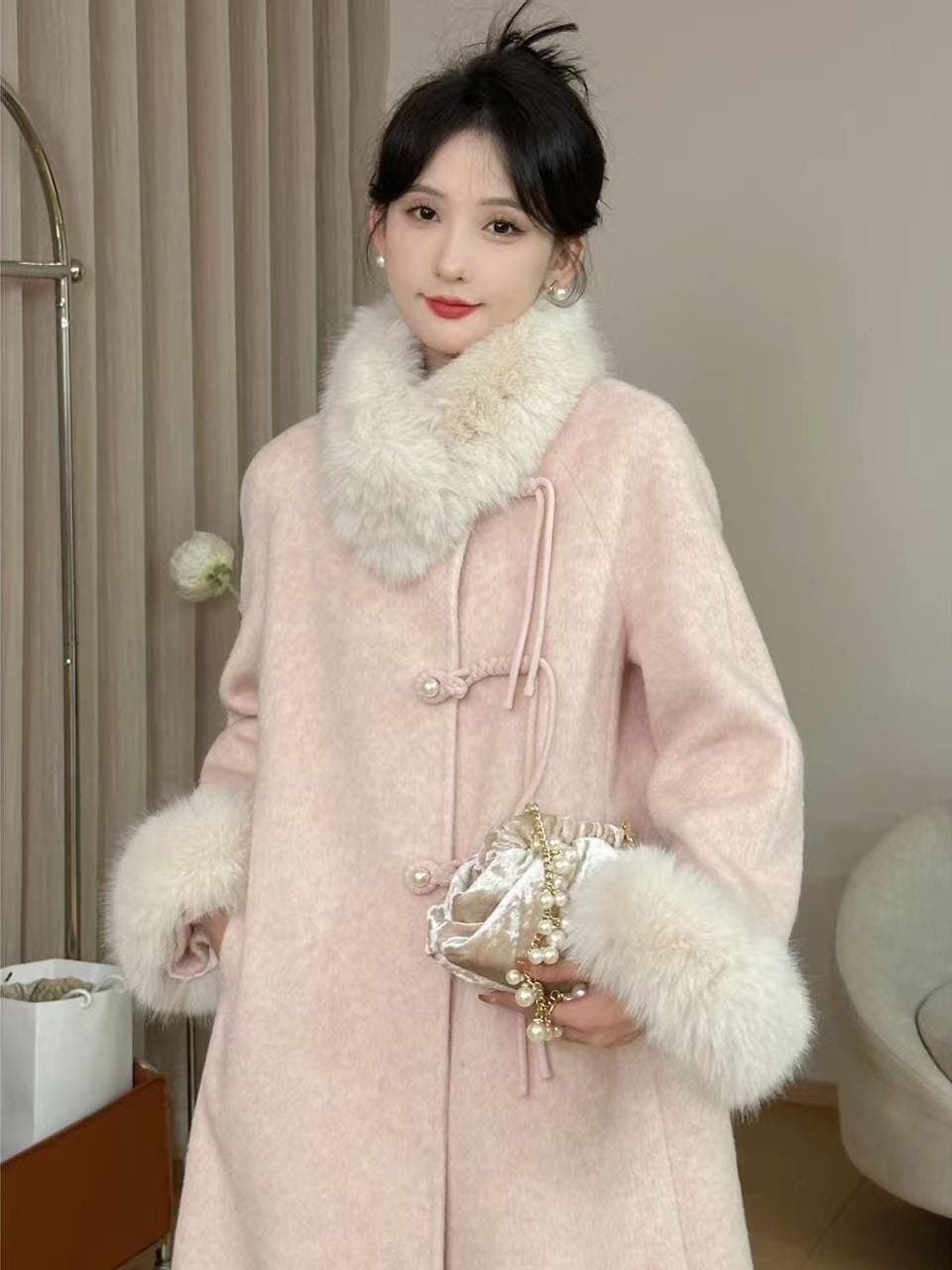 韓国 ロング 大人っぽチェスターコート トレンチコート レディース 25のピンクコート女性ののミドル丈のバックルクリップ綿コートアウター 通勤