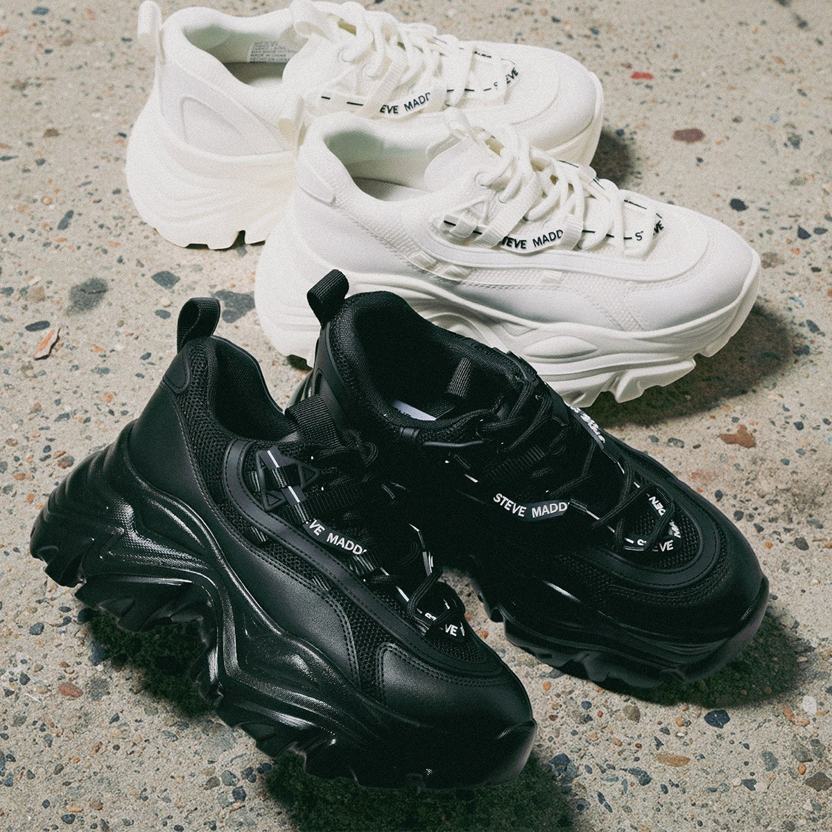 STEVE MADDEN スティーブマデン スニーカー RECOUPE レディース ダッドスニーカー ボリュームソール メッシュ ローカット 厚底 靴 カラー2色