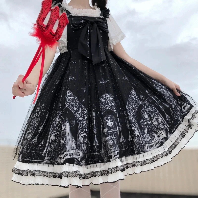 ダークゴシックスタイルサスペンダーソフトガールロリデイリーシフォンチュチュ仲良し衣装 5,526円