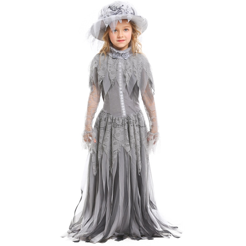 ハロウィン衣装子供コスプレゴースト花嫁衣装女の子服スケルトンプリンセス衣装女の子