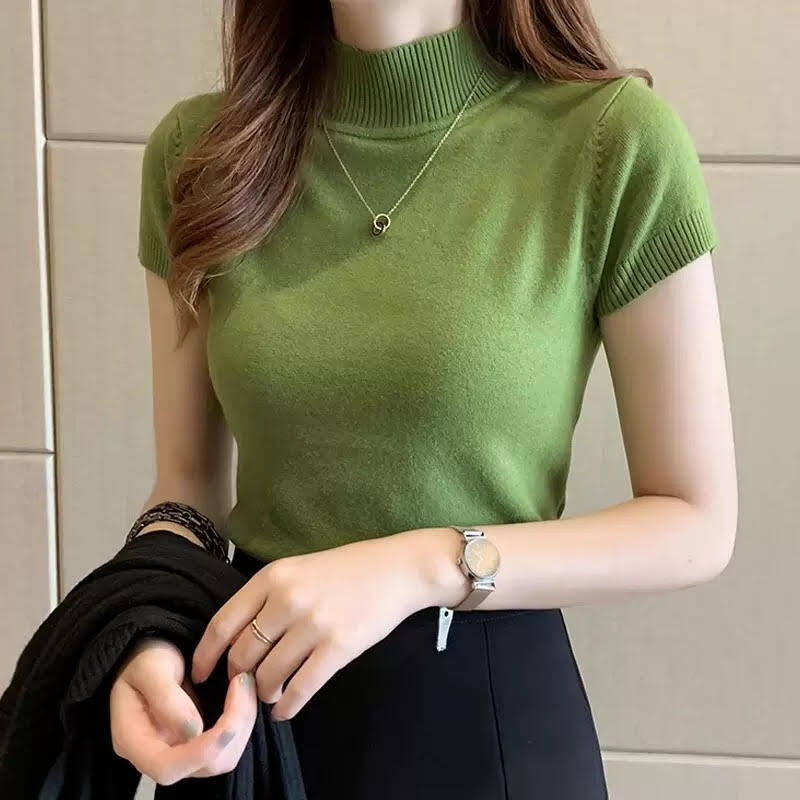 レディース トップス カットソー 半袖 スタンドカラー 無地 プルオーバー スリム 細身 きれいめ 上品 おしゃれ お洒落 大人可愛い かっこいい 大人女子 カジュアル シンプル フェミニン クール 5,042円