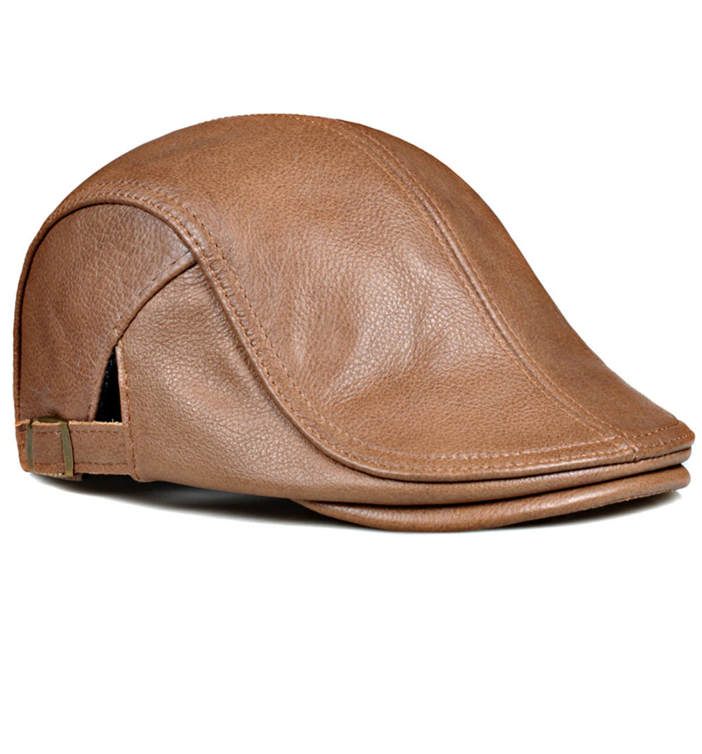 ハンチング帽　革帽子　レザー帽子　キャスケット　防寒　暖かい　ゴルフ アウトドア　つばロング 6,258円