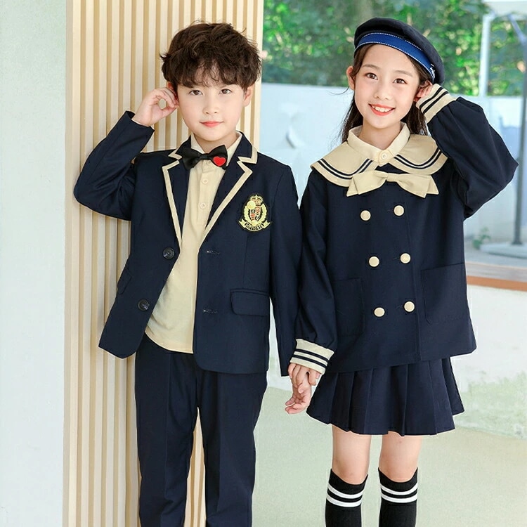 キッズスーツ フォーマルスーツ 男の子 女の子 学生服 男の子 半袖シャツ/フォーマル/卒業式スーツ/合唱服 3点セット 演出服 制服風 子供服 入学式 スーツ 結婚式 ネイビー 無地 小学校 お受験