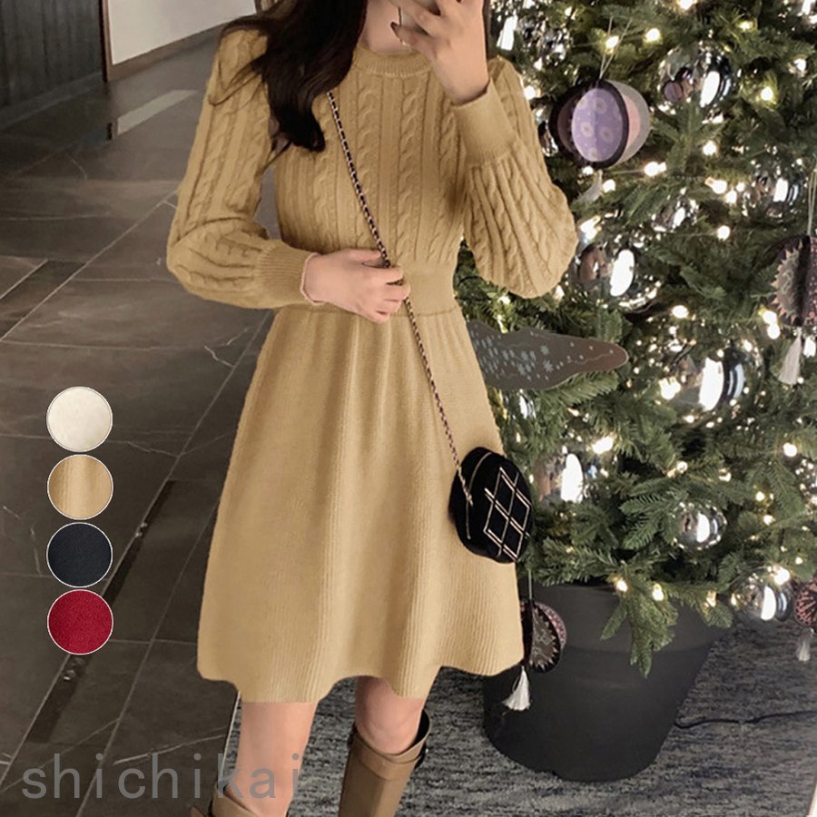 ホワイトデー ケーブル編みニットミニワンピース THOM WILLS 韓国風 6,663円