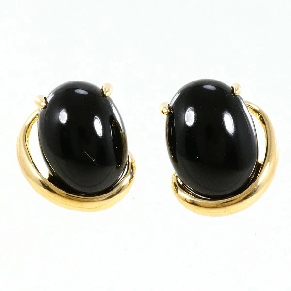 K18 18金 YG イエローゴールド ピアス オニキス 総重量約1.5g ジュエリー 中古