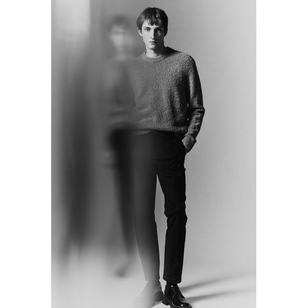 H&M コットンチノパンツスリムフィットネイビーブルー