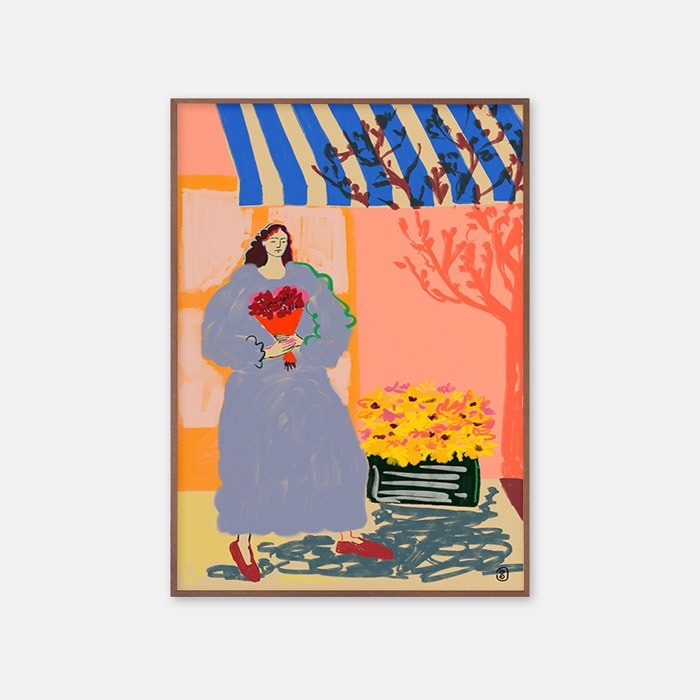 アートポスター Sandra Poliakov 『FLOWER SHOPPING』 A4A3A2A150x70cmサイズ フレームなし おしゃれポスター インテリア ポスターデザイン