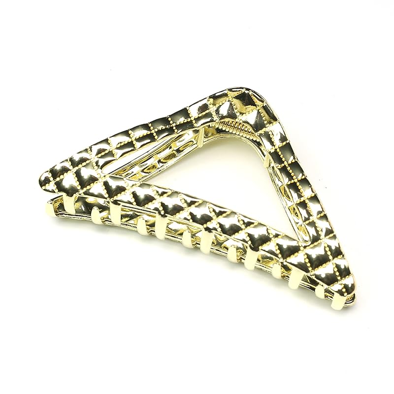 QinGoo 大きめ 三角 ゴールド メタル ヘアクリップ 合金 髪留め クリップ しっかりとまる バンスクリップ ヘアアクセサリー 可愛い 韓国 レディース 1本(9.8cm*4.5cm, Gold 5,000円