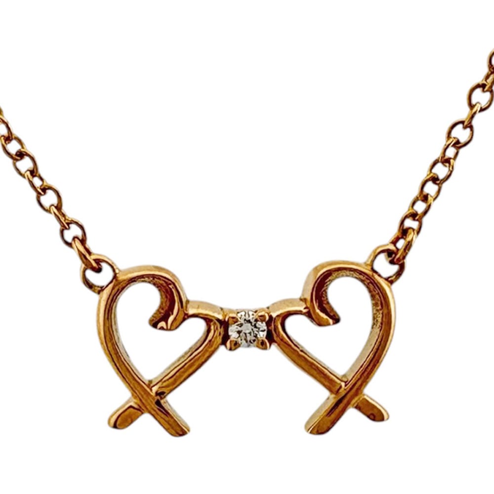 ティファニー ダブルラビングハート ネックレス 18金 K18ピンクゴールド TIFFANY&Co. 中古 美品