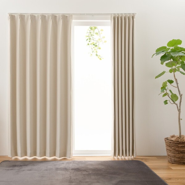ユニベール 防炎厚地カーテン ステイシー 200×240cm アイボリー 1枚入り メーカー直送