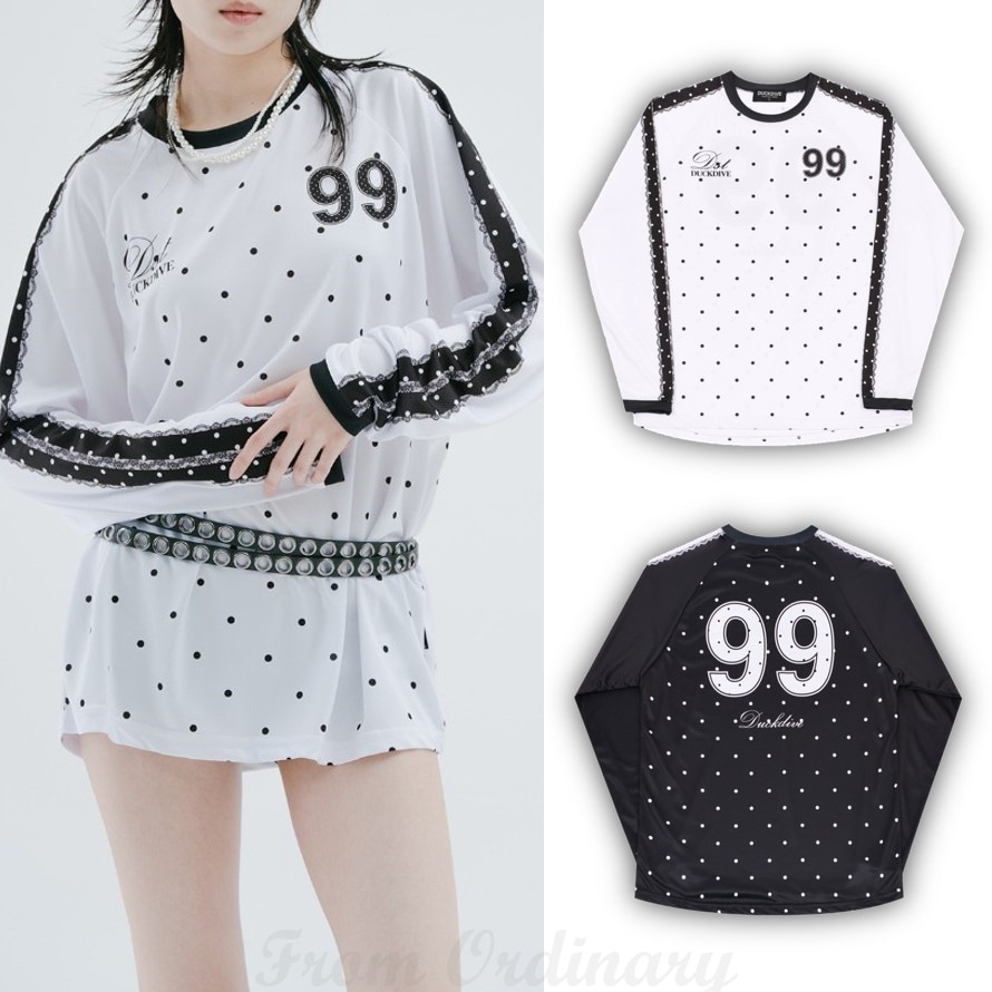 Dot Number Raglan Mesh Long Sleeve