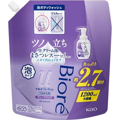 【花王】ビオレu ザボディ 泡タイプ ディープクリア つめかえ用 1200ml