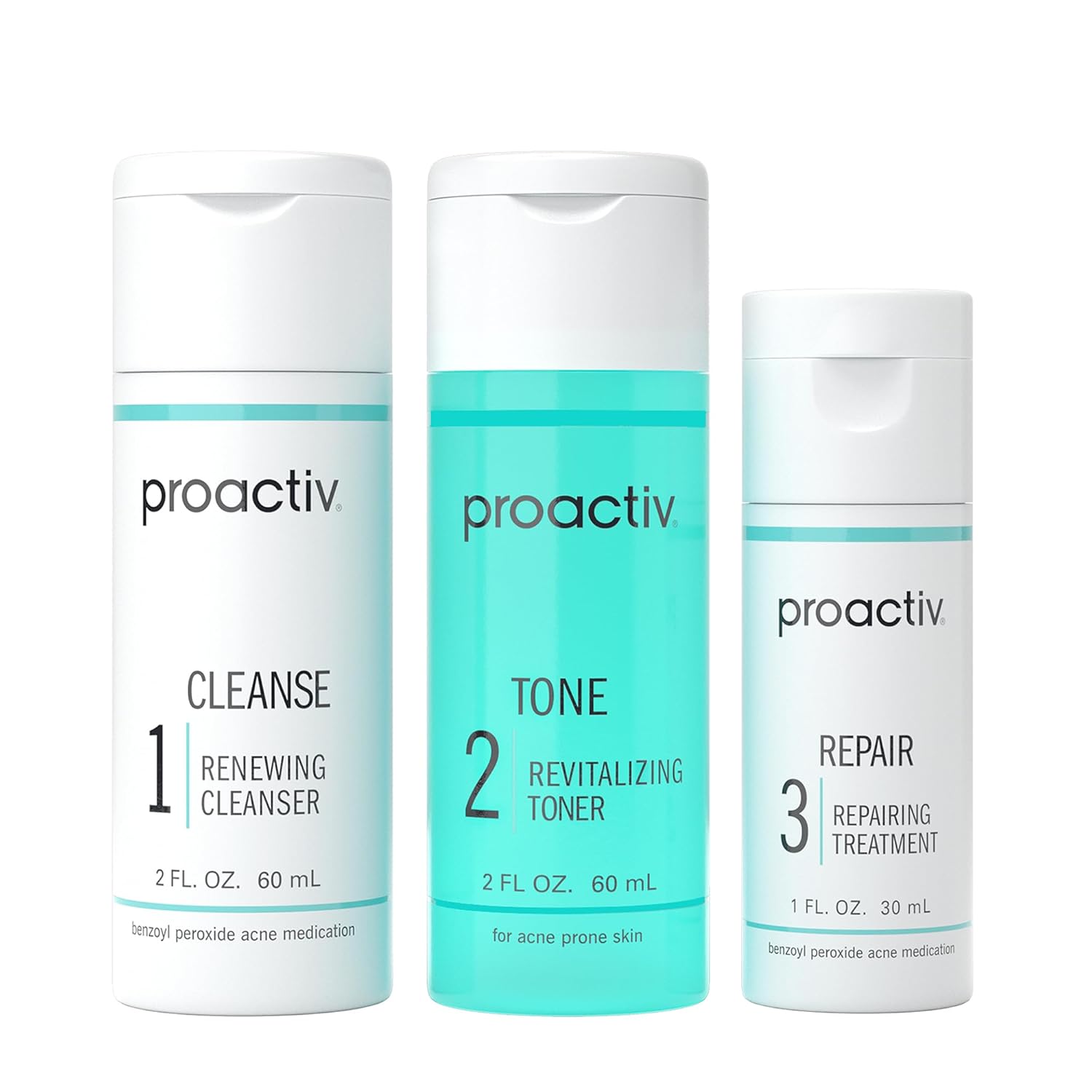 Proactiv 3段階ニキビ治療 - ベンゾイル洗顔顔と体のニキビスポット治療角質除去トナー - 30日間完全ニキビスキンケアキット