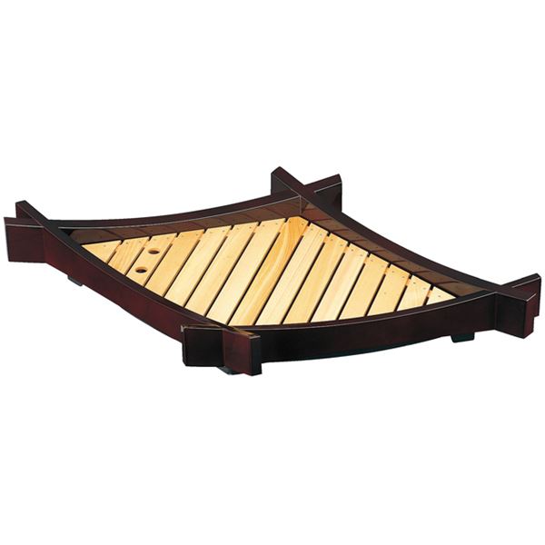 松葉盛器/和食器 (大 木製目皿付 溜 セット) 767×457×103(目皿 580×350×20)mm 日本製 (和食 店舗 居酒屋)