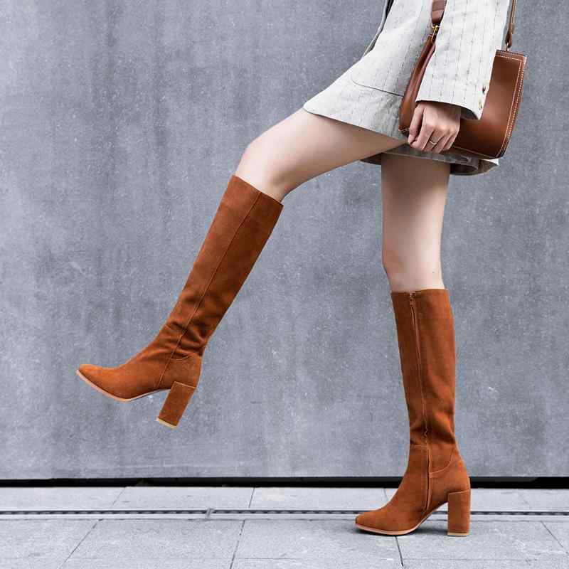ロングブーツ レディース タイトフィット シンプル おしゃれ スタイルアップ 女性用 スモール レザー ハイヒール スリム 裏起毛 ブーツ つや消し