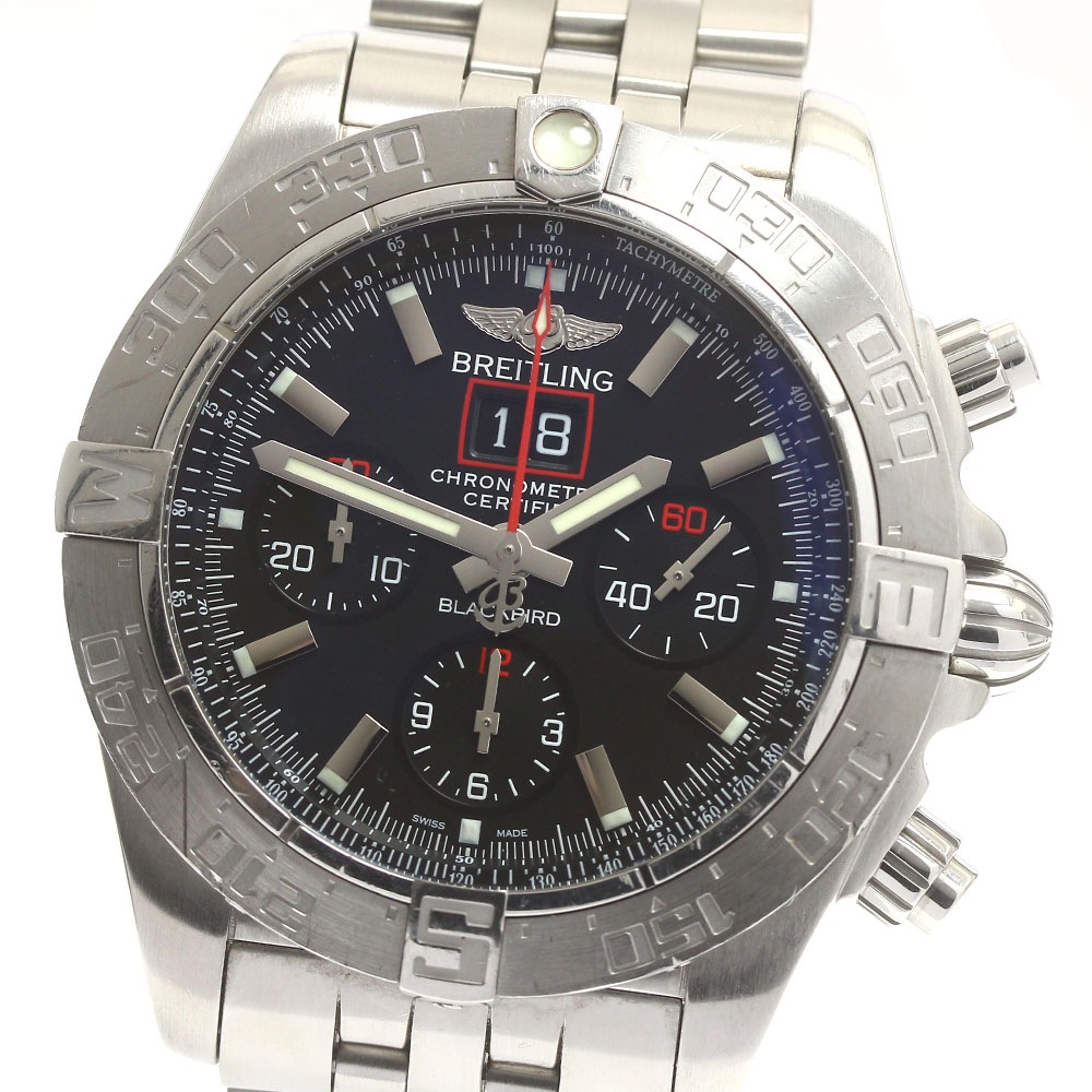 ブライトリング BREITLING A44360 クロノマット ブラックバード デイト クロノグラフ 自動巻き メンズ 箱・保証書付き_882682【中古】