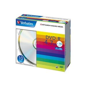 (まとめ) バーベイタム データ用DVD-R 4.7GB 16倍速 ブランドシルバー 5mmスリムケース DHR47J10V1 1パック(10枚) (×10セット)