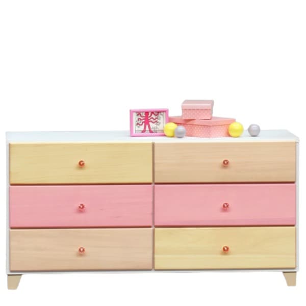 日本製 天然木 ローチェスト 3段 117cm幅 ピンク系 完成品 チェスト タンス 衣類収納 引出し収納
