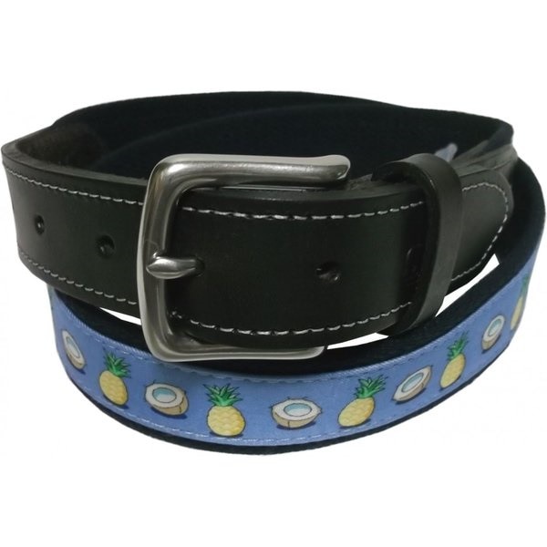 ヴィニヤードヴァインズ 本革製 レザー 布ベルト アメリカ製 ブルー vineyard vines VV4-052