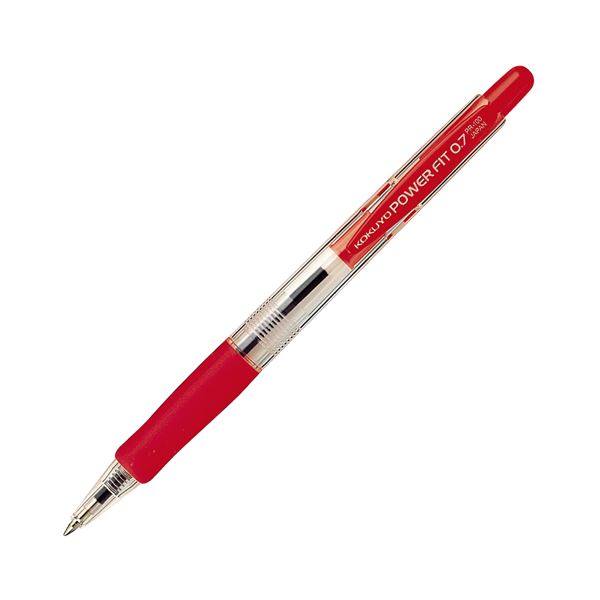 （まとめ）コクヨ 再生樹脂ボールペン（パワーフィット）0.7mm 赤 PR-100R 1セット（10本）(×10セット)