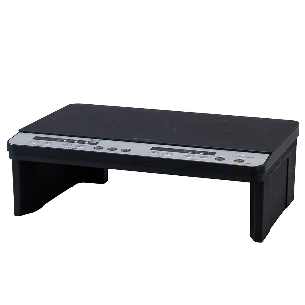 2口 IHクッキングヒーター 工事不要 1400W 100V 脚付き ブラック IHK-W12SP-B