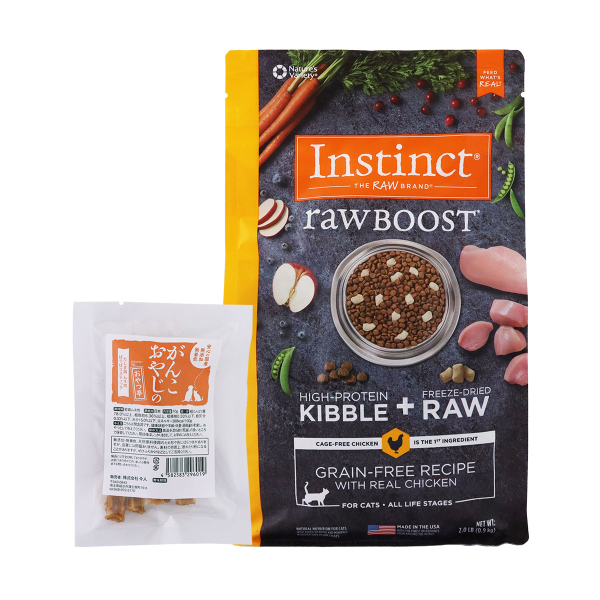 Instinct インスティンクト キャット Raw Boost リアルチキン 900g【国産たじま鶏ジャーキー(小サイズ)付き】 5,775円