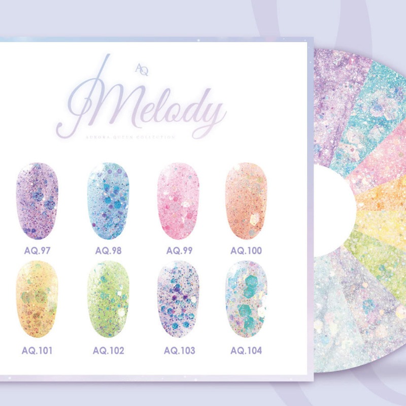 【DGEL】【AURURA QUEEN MELODY COLLECTION 8色 SET】 PREMIUM GLITTER GEL 9ml