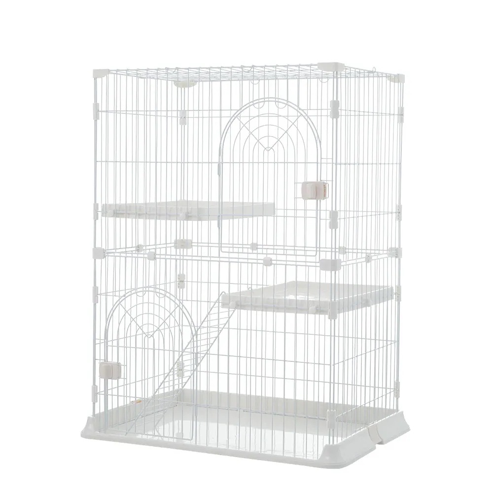 【急速出荷!】おしゃれ 猫 ケージ キャットケージ 2段 猫ゲージ おしゃれ キャットハウス ネコ ハウス 多段 留守番 保護 脱走防止 多頭飼いペットケージ【ホワイト】