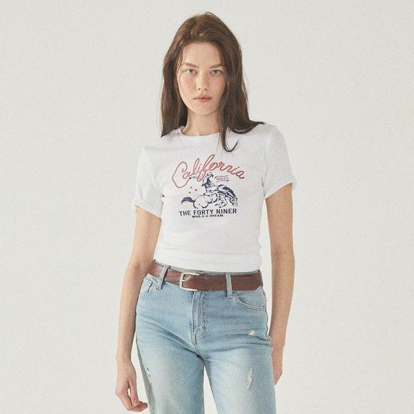 リブ編みウエスタングラフィックTシャツ WHRAF2521F