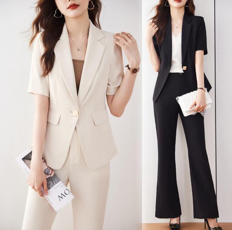 半袖テーラードジャケット+ロングパンツ パンツスーツ レディース 上下2点セット パンツドレス 30代 40代 50代 春スーツ 夏服 サマースーツ 洗える セレモニースーツ ママスーツ フォーマルス