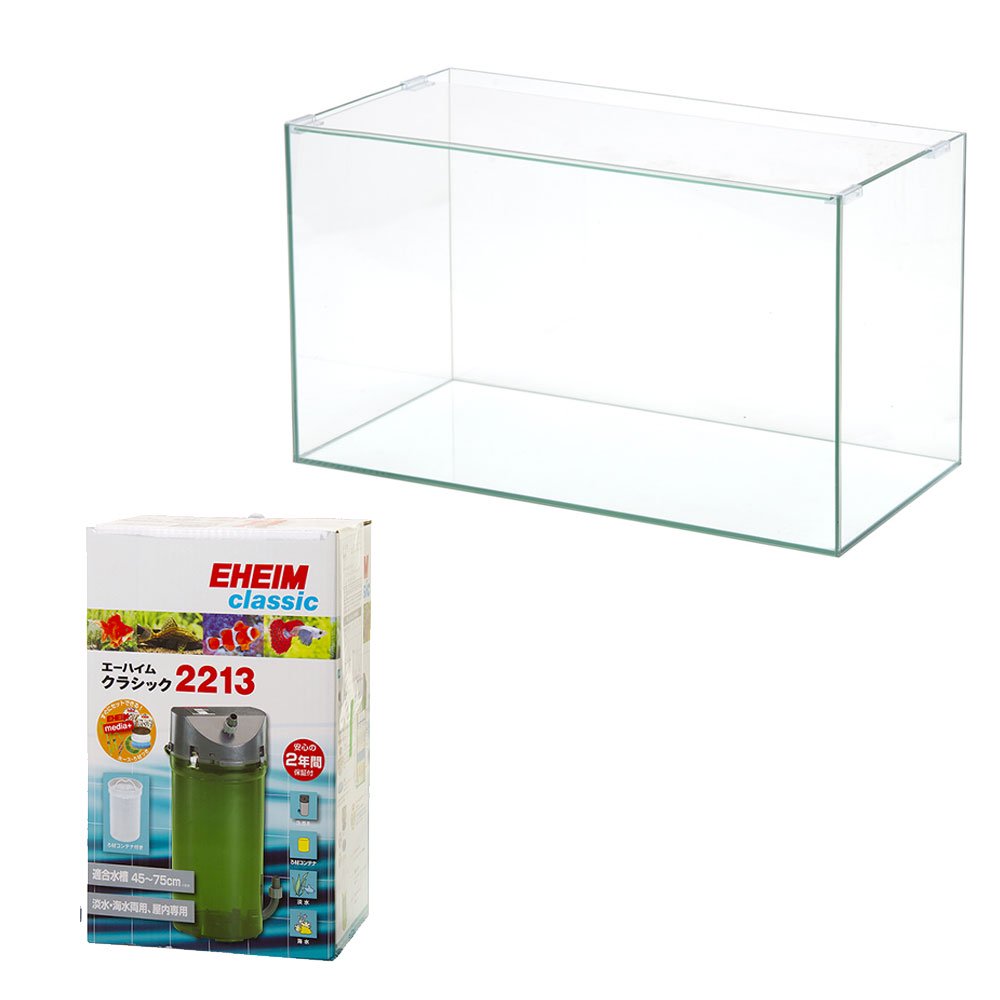 ガラス水槽　アクロ６０（６０X３０X３６ｃｍ）＋エーハイム　クラシックフィルター　２２１３　ろ材付きセット　ＣＲＣ10―11―03―40―40