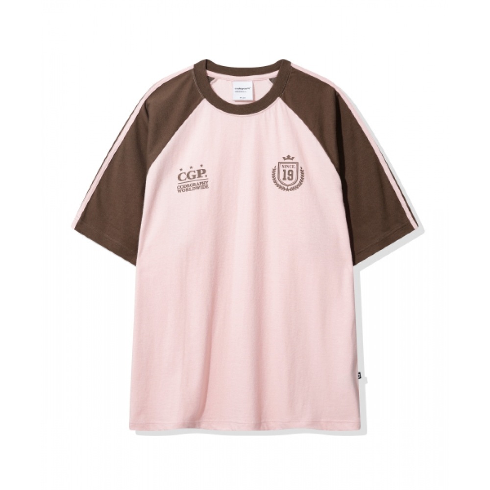 CGP ラグラン 配色 トラック 半袖 Tシャツ_ピンク