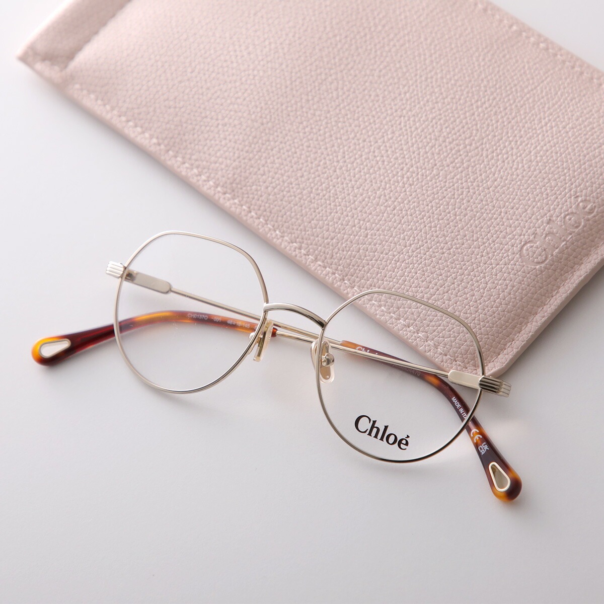 Chloe クロエ メガネ CH0137O レディース ボストン型 メタルフレーム 細フレーム フルリム クリングスタイプ めがね 眼鏡 ロゴ 001/GOLD-GOLD-TRANSPARENT